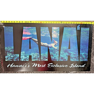 Lana'i Hawaii Snorkel Poster Vintage 36" x 19" Coral Reef Tropical Ocean Photo